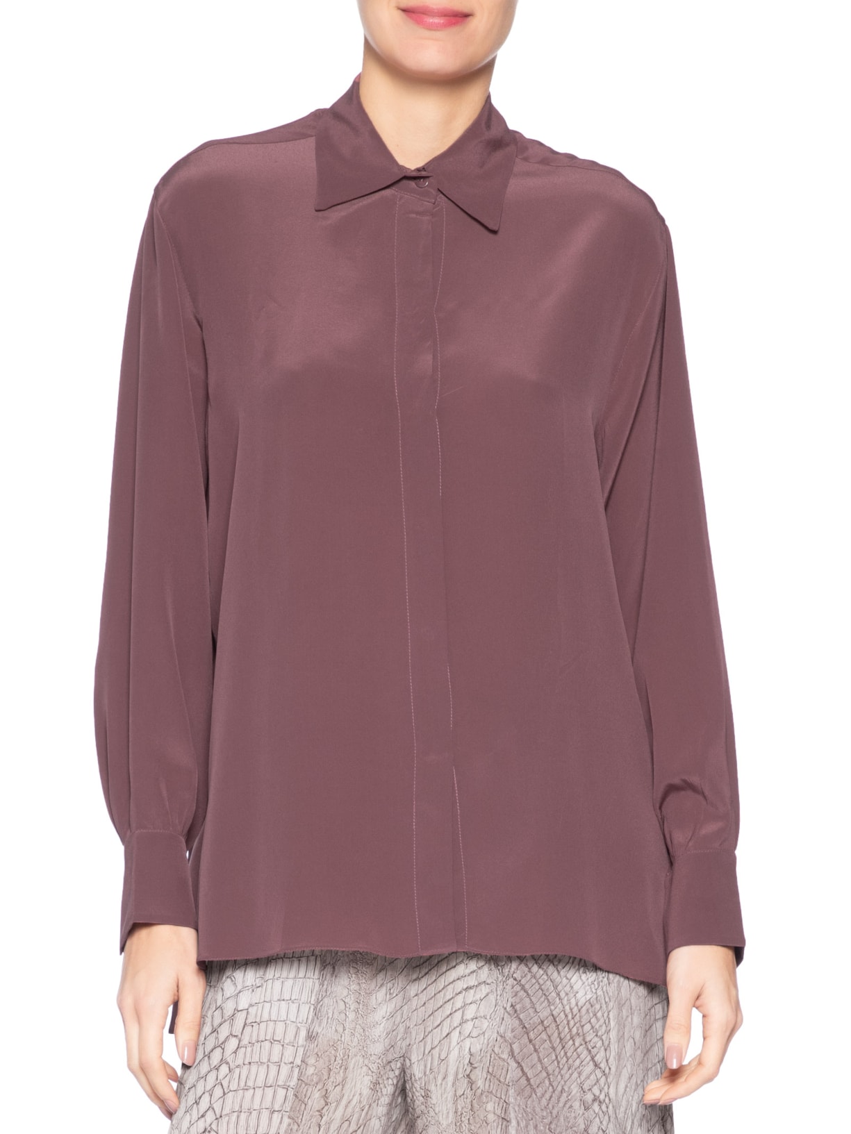 Camisa Feminina Seda Taupe Rosa Animale