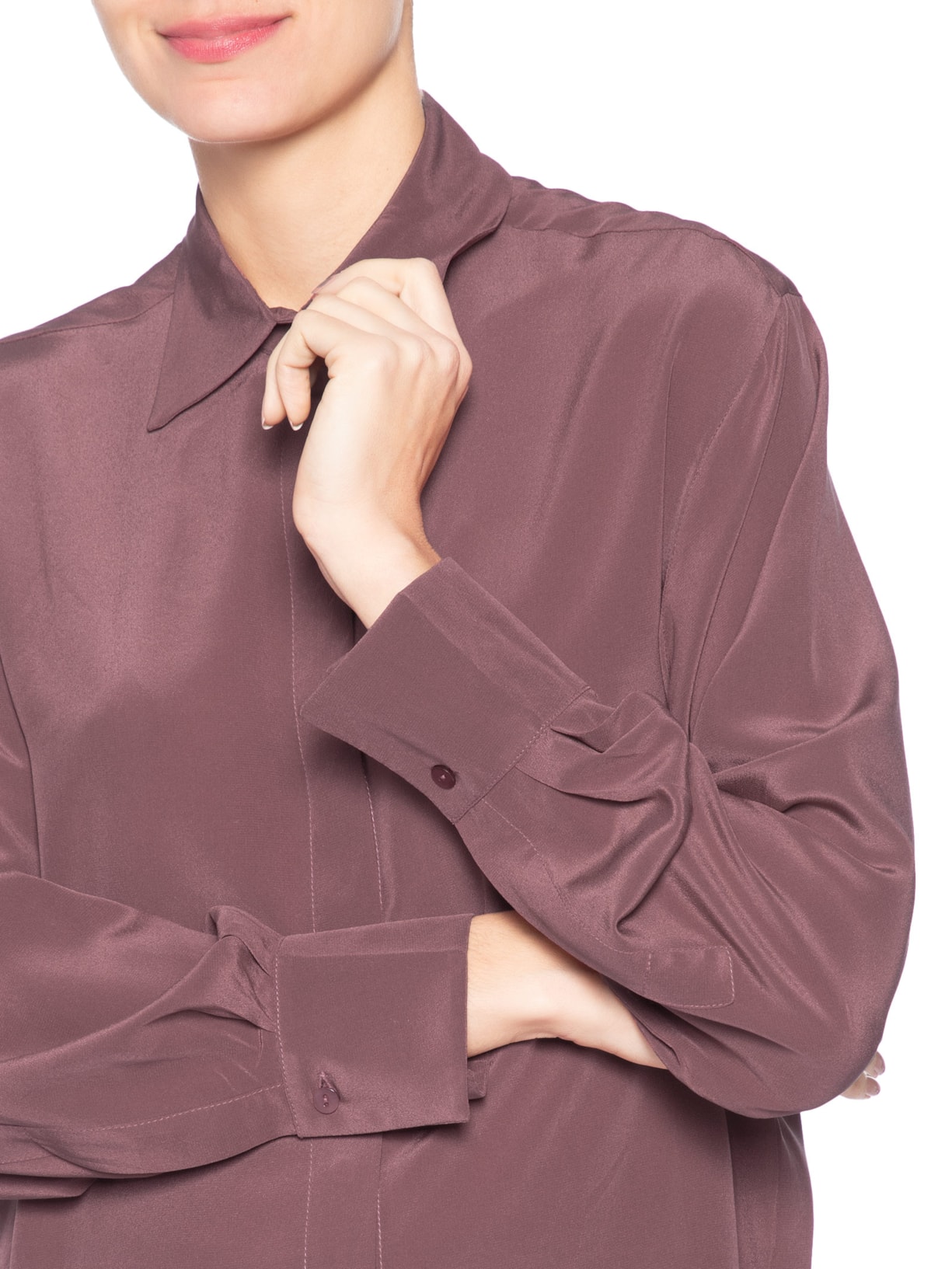 Camisa Feminina Seda Taupe Rosa Animale