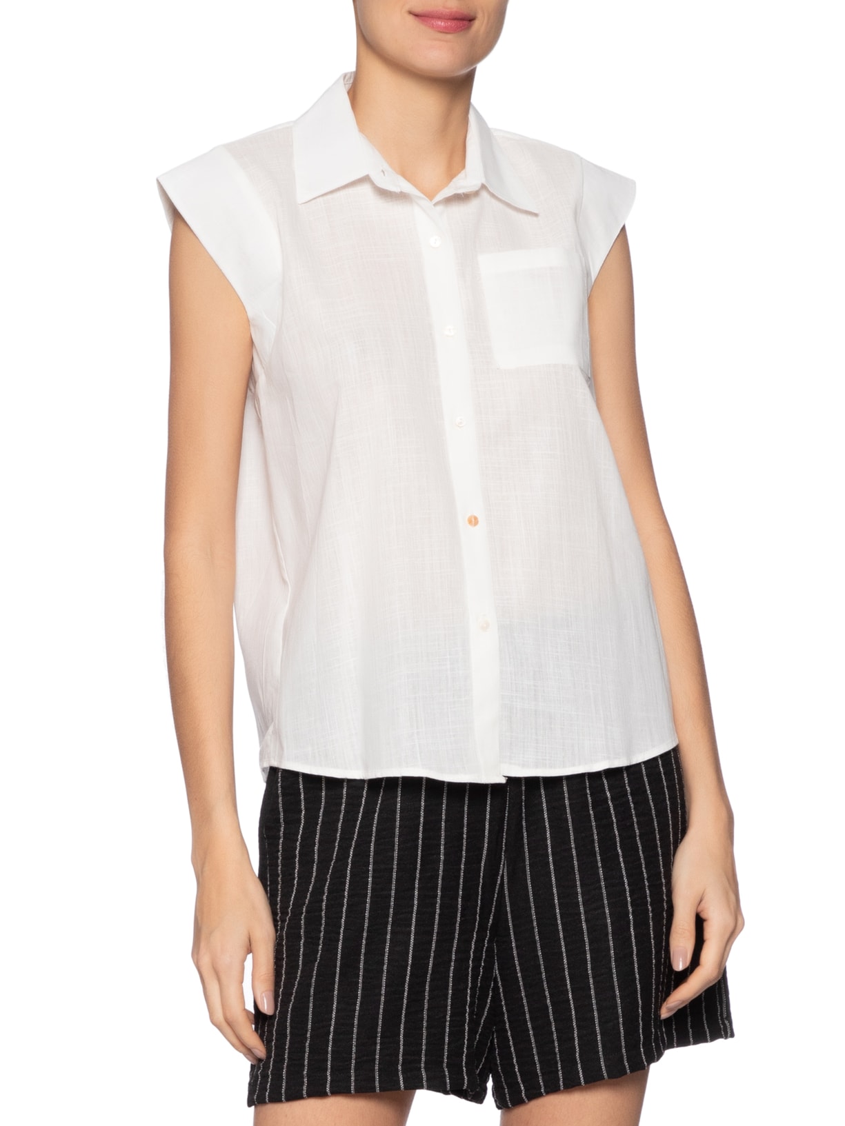 Camisa Feminina Sem Manga Off White  Basiq