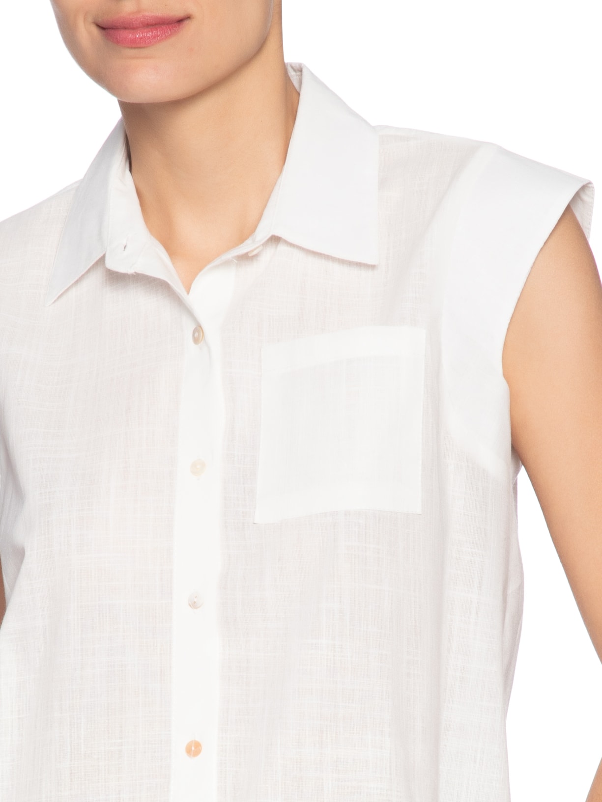 Camisa Feminina Sem Manga Off White  Basiq