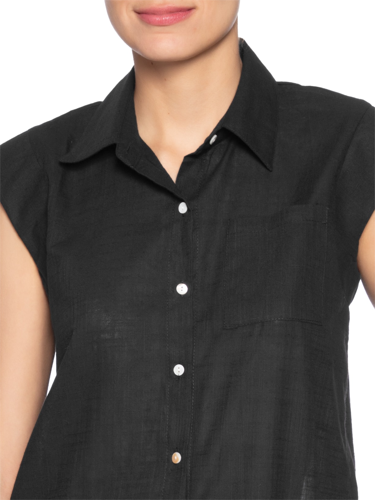 Camisa Feminina Sem Manga Preto Basiq