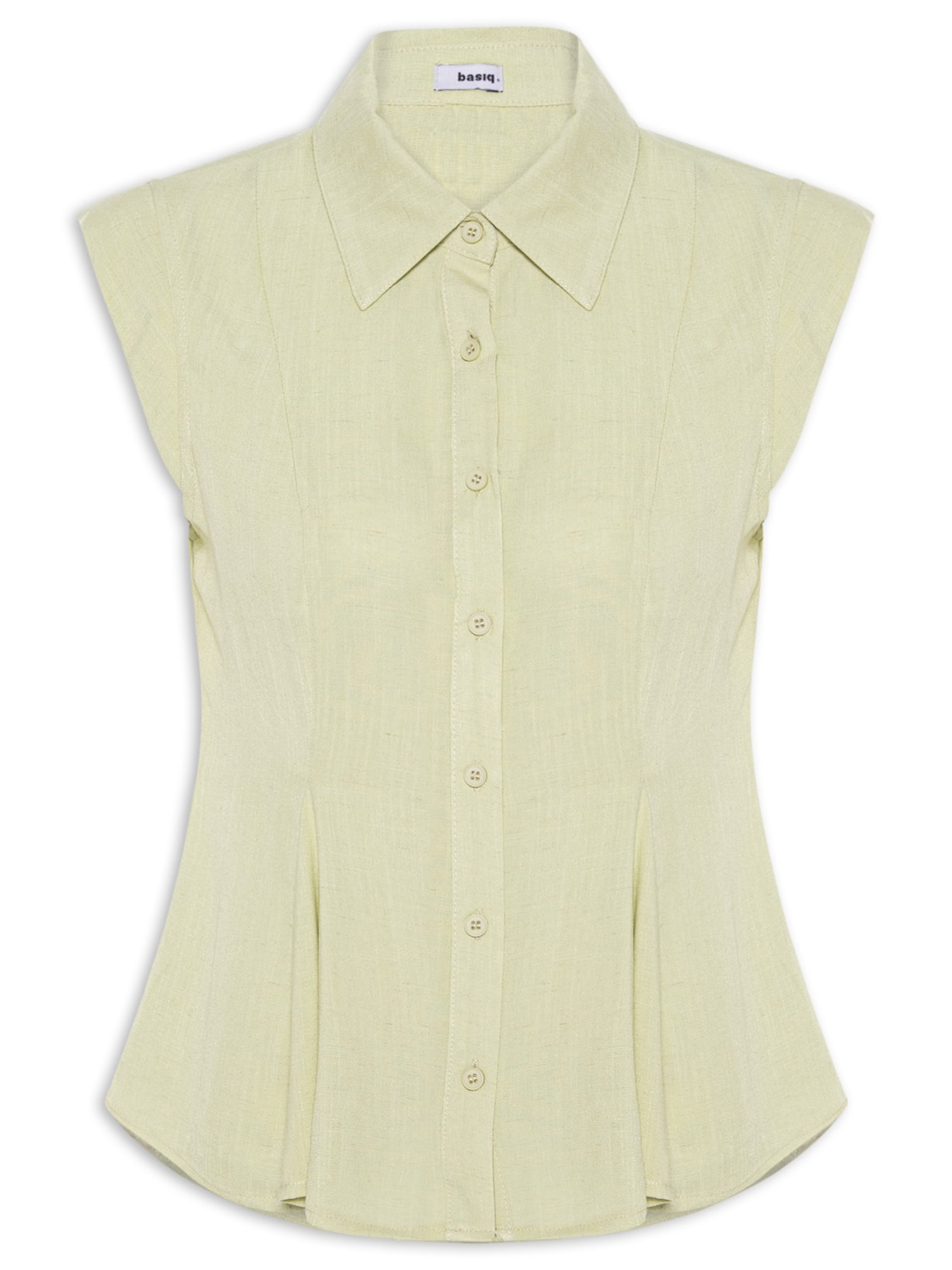 Camisa Feminina Sem Mangas Acinturada Verde Basiq