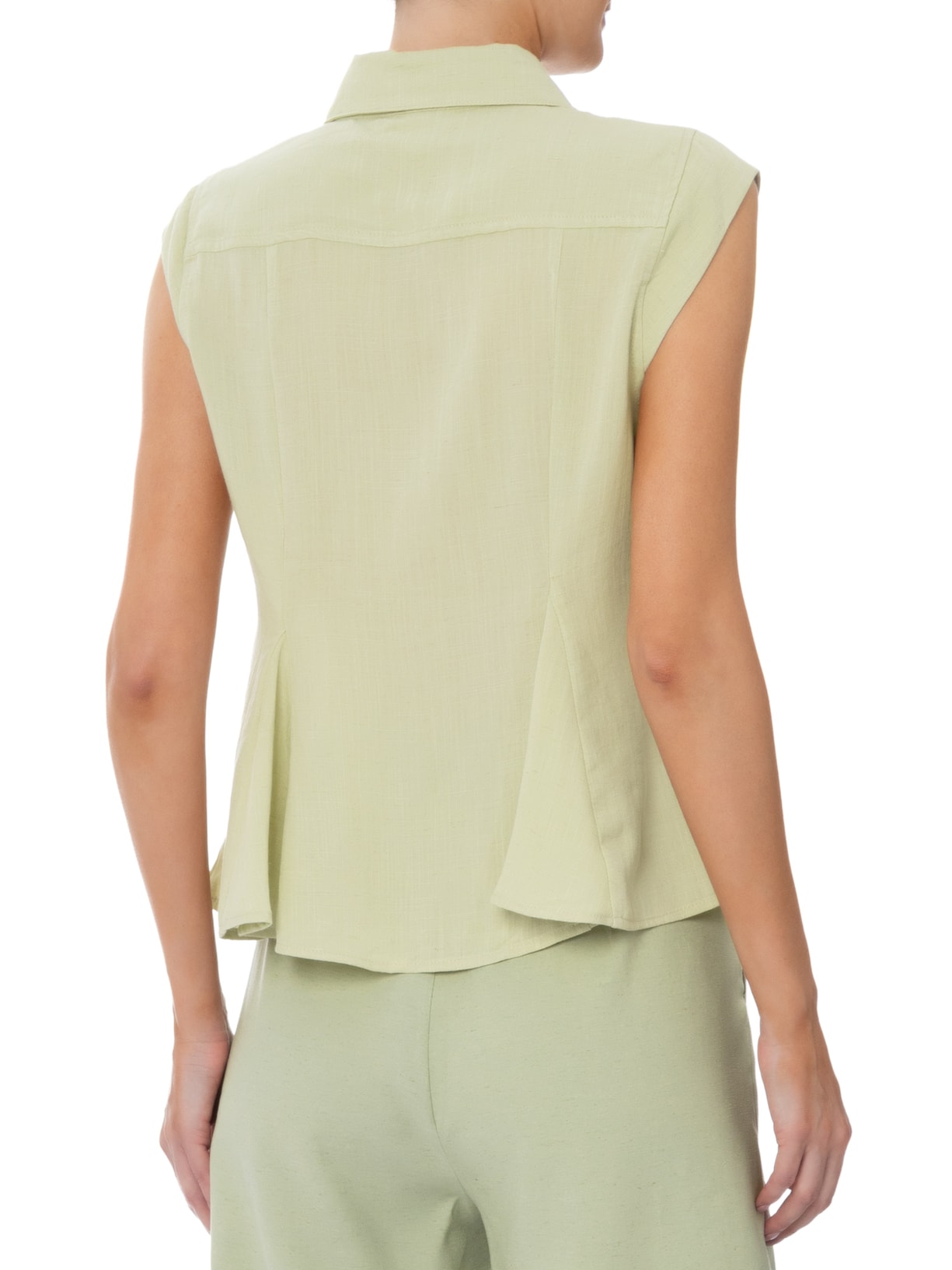 Camisa Feminina Sem Mangas Acinturada Verde Basiq