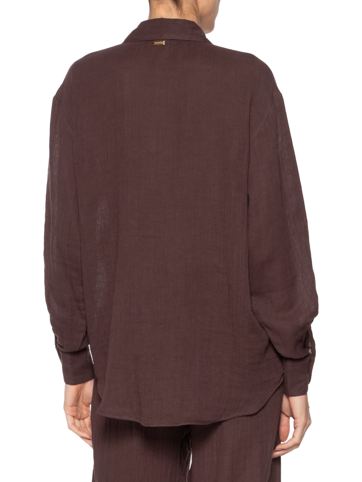 Camisa Feminina Textura Marrom Farm Praia