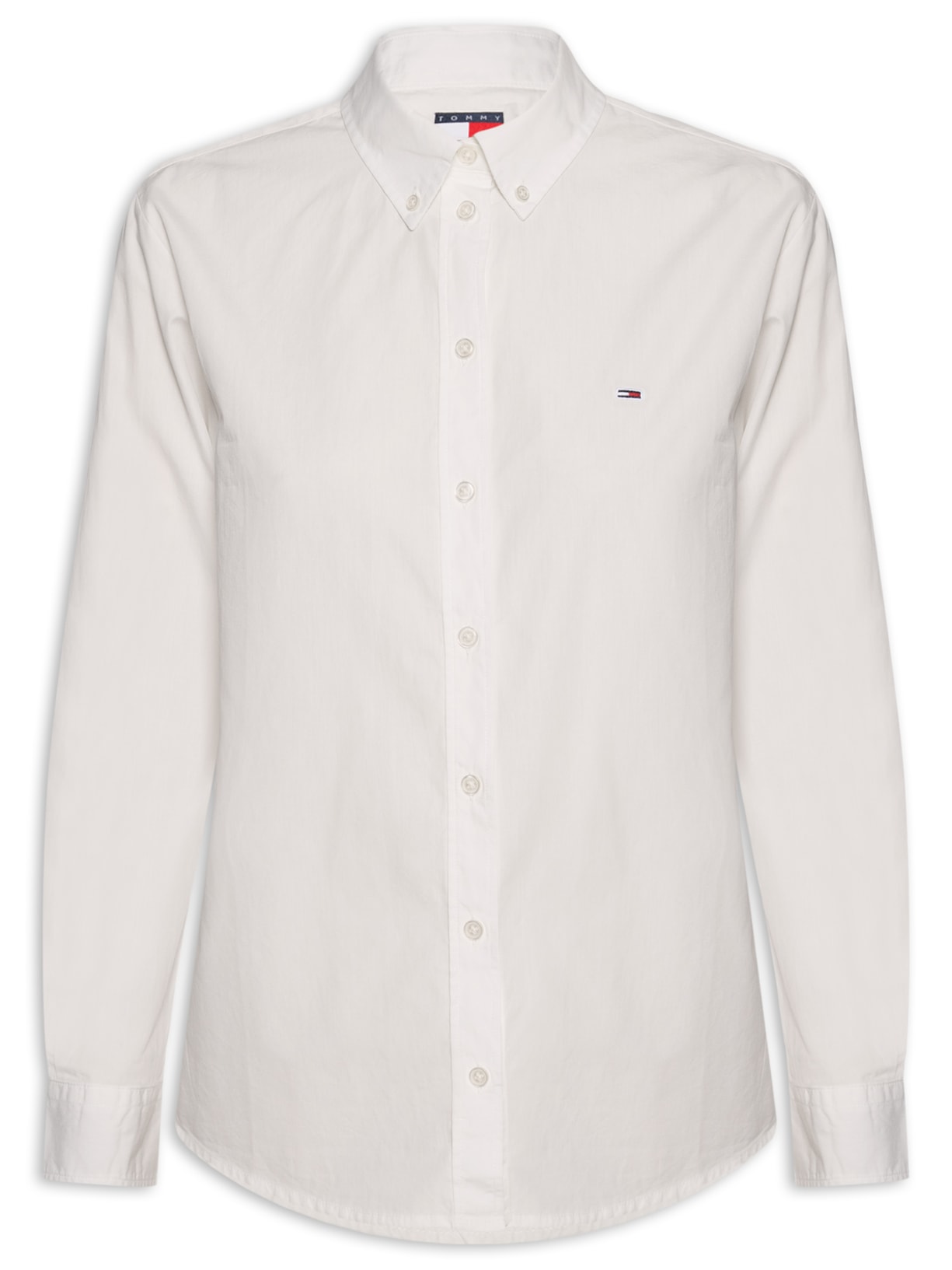 Camisa Feminina Tjd Reg Pinstripe Poplin Shirt Branco Tommy Jeans