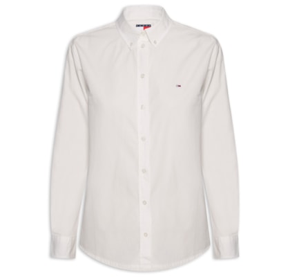 Camisa Feminina Tjd Reg Pinstripe Poplin Shirt - Branco