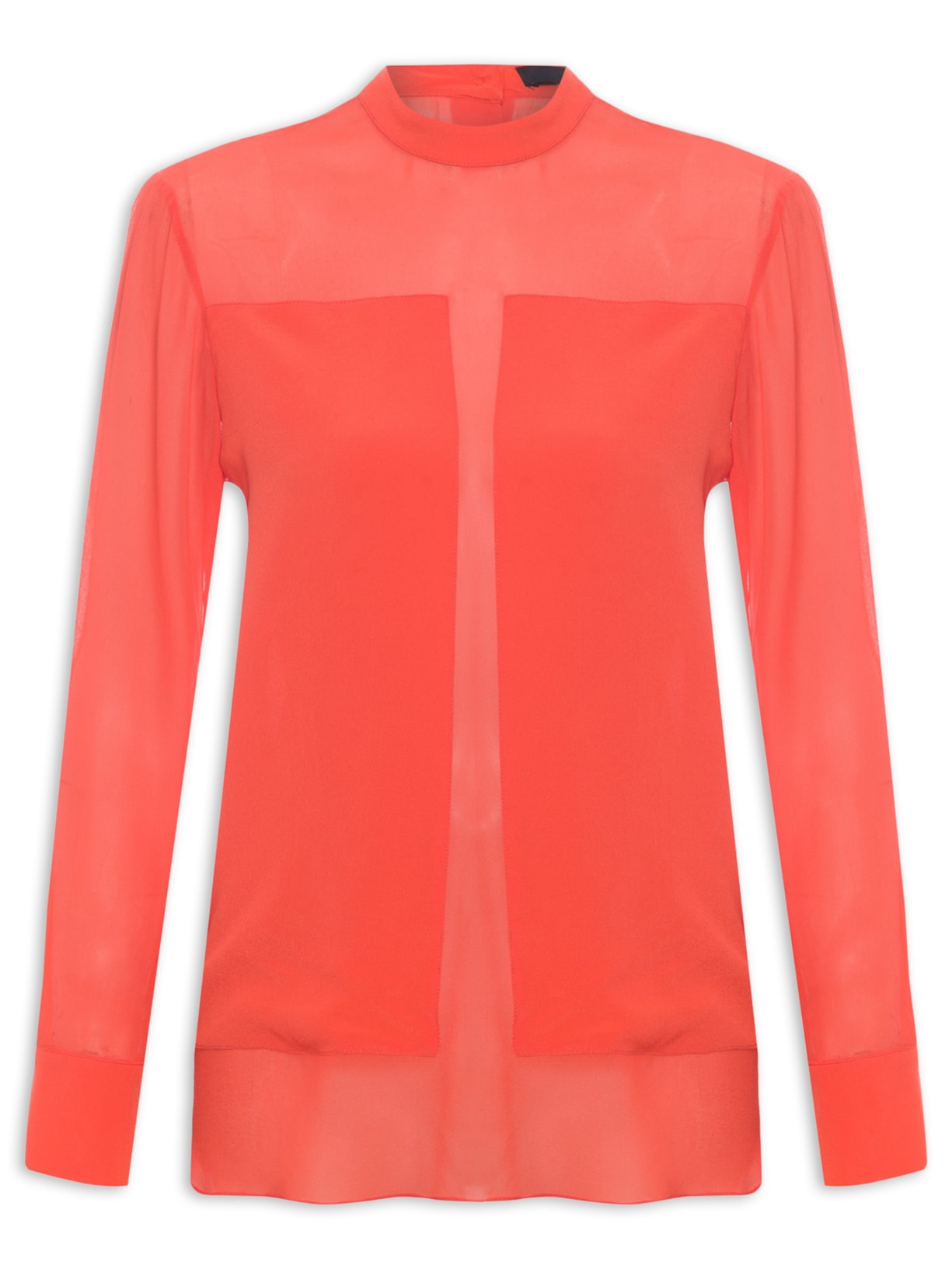 Camisa Feminina Transparência De Seda - Laranja