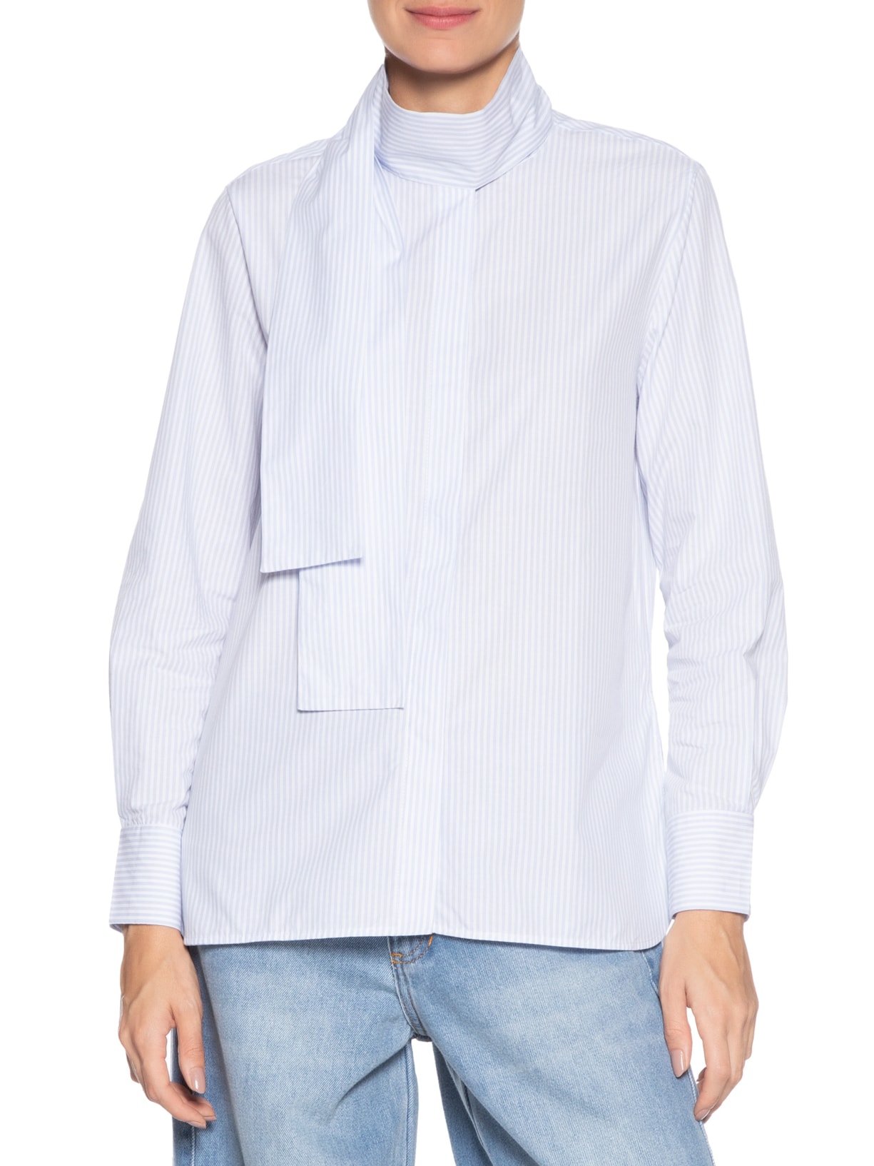 Camisa Feminina Tricoline Laço Azul Animale