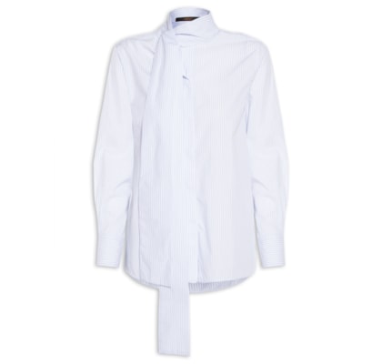 Camisa Feminina Tricoline Laço - Azul