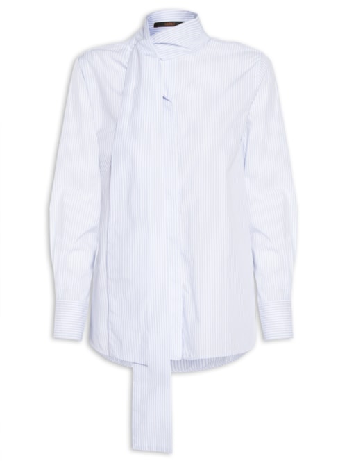 Camisa Feminina Tricoline Laço - Azul