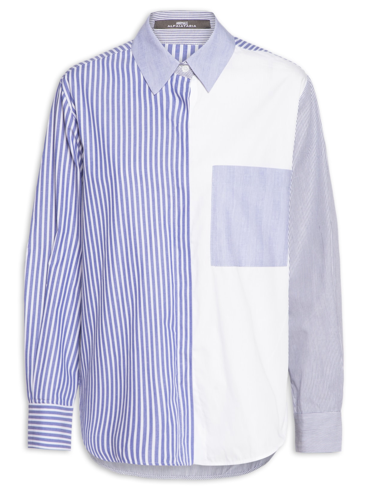 Camisa Feminina Tricoline Mix Listrado - Azul