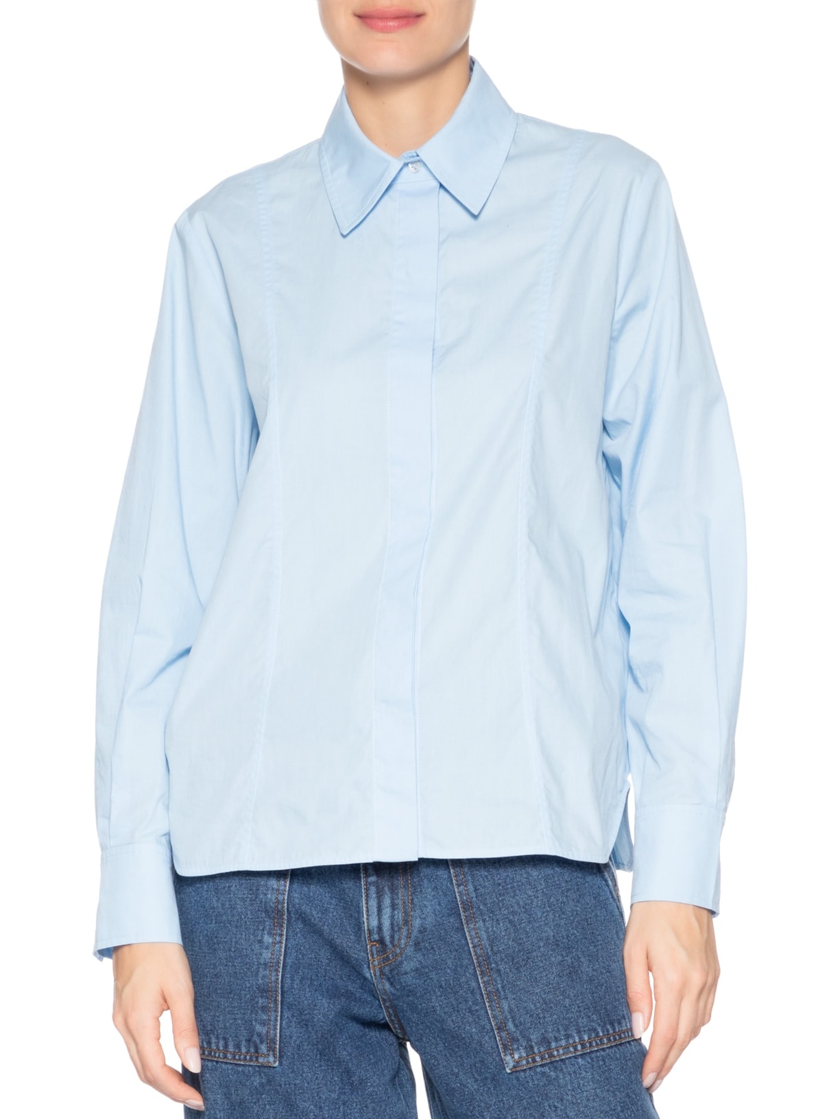 Camisa Feminina Tricoline Paper Pandora Azul Nk