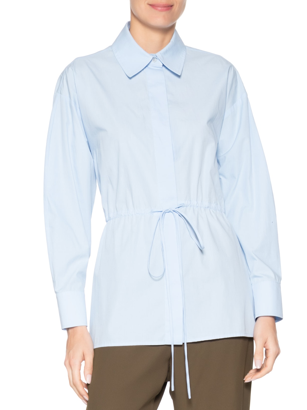 Camisa Feminina Tricoline Paper Priscilla Azul Nk