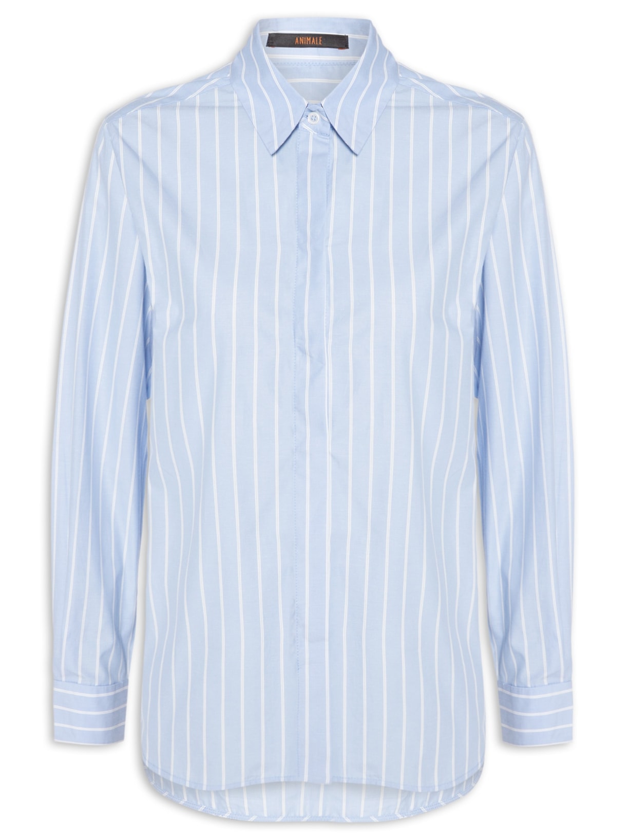 Camisa Feminina Tricoline Riscas Ampas Azul Animale