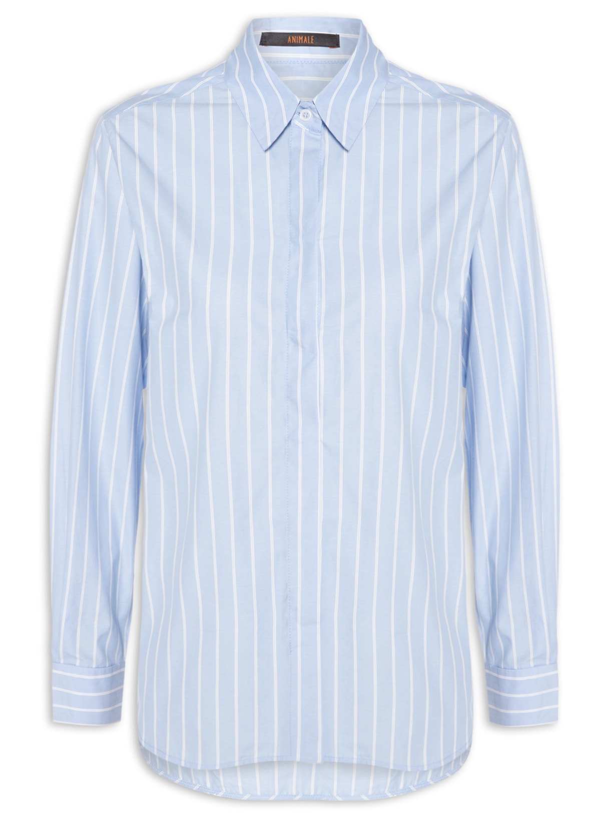 Camisa Feminina Tricoline Riscas Ampas - Azul