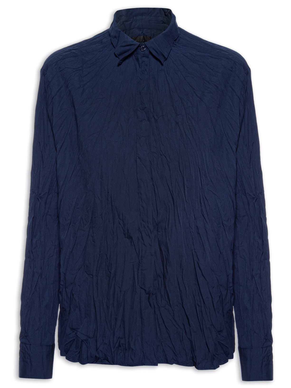 Camisa Feminina Tricoline Wrinkled - Azul