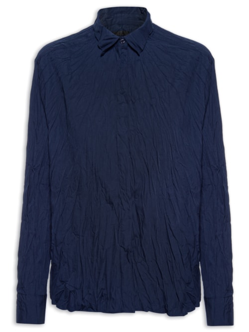 Camisa Feminina Tricoline Wrinkled - Azul