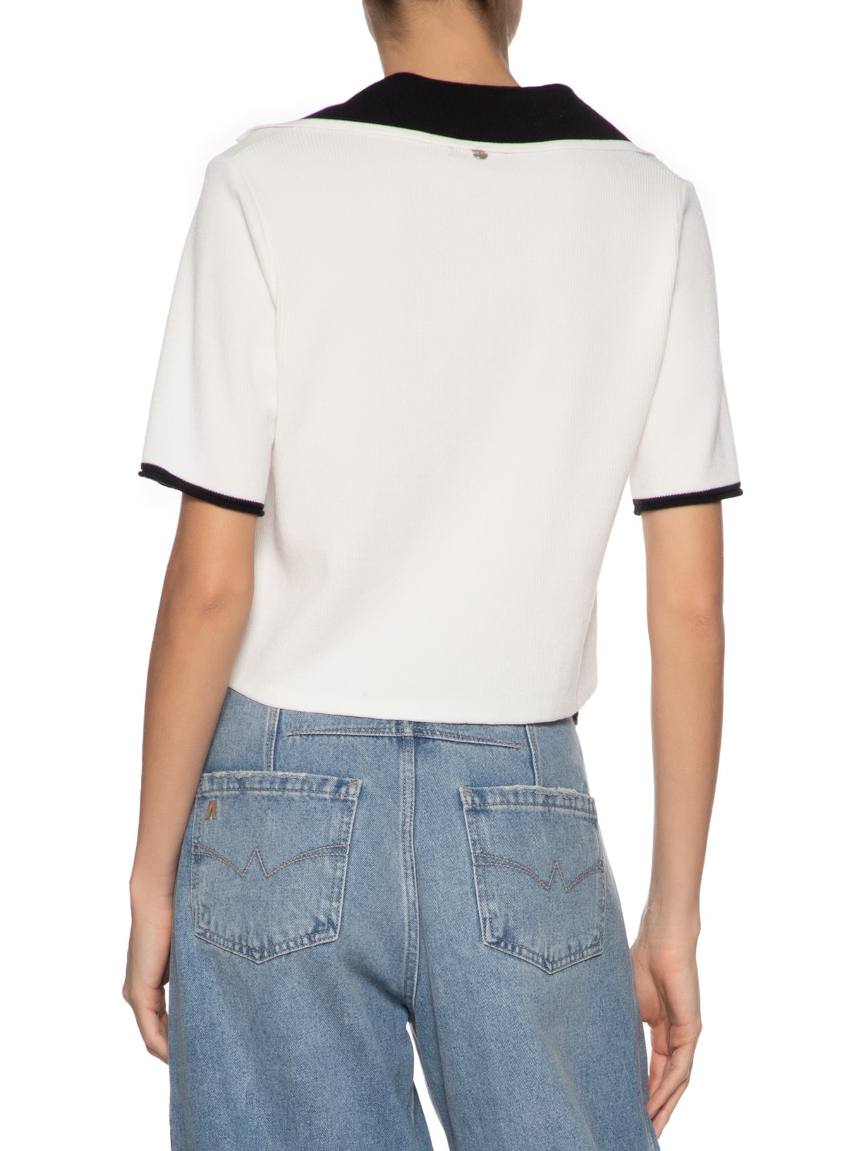 Camisa Feminina Tricot Cropped Branco Animale Jeans
