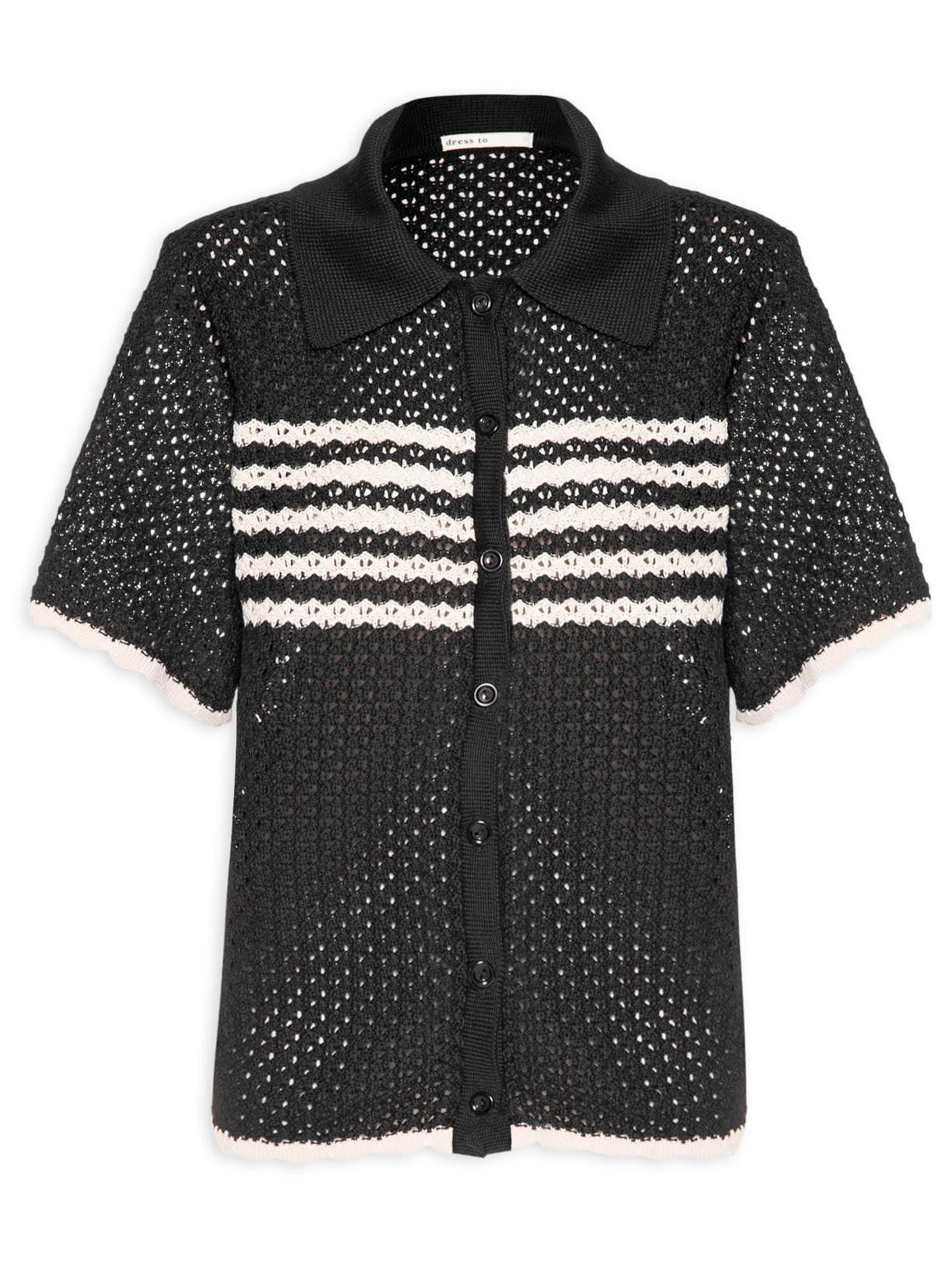 Camisa Feminina Tricot Detalhe Listra - Preto