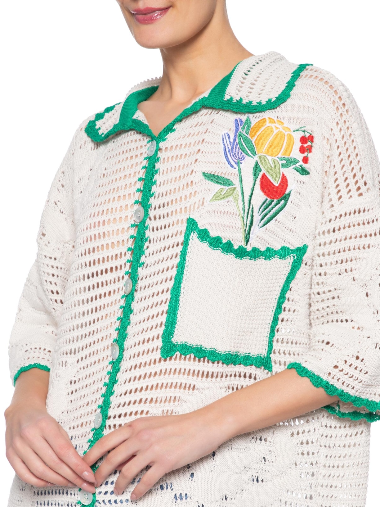 Camisa Feminina Tricot Feira de Legumes Branco Farm