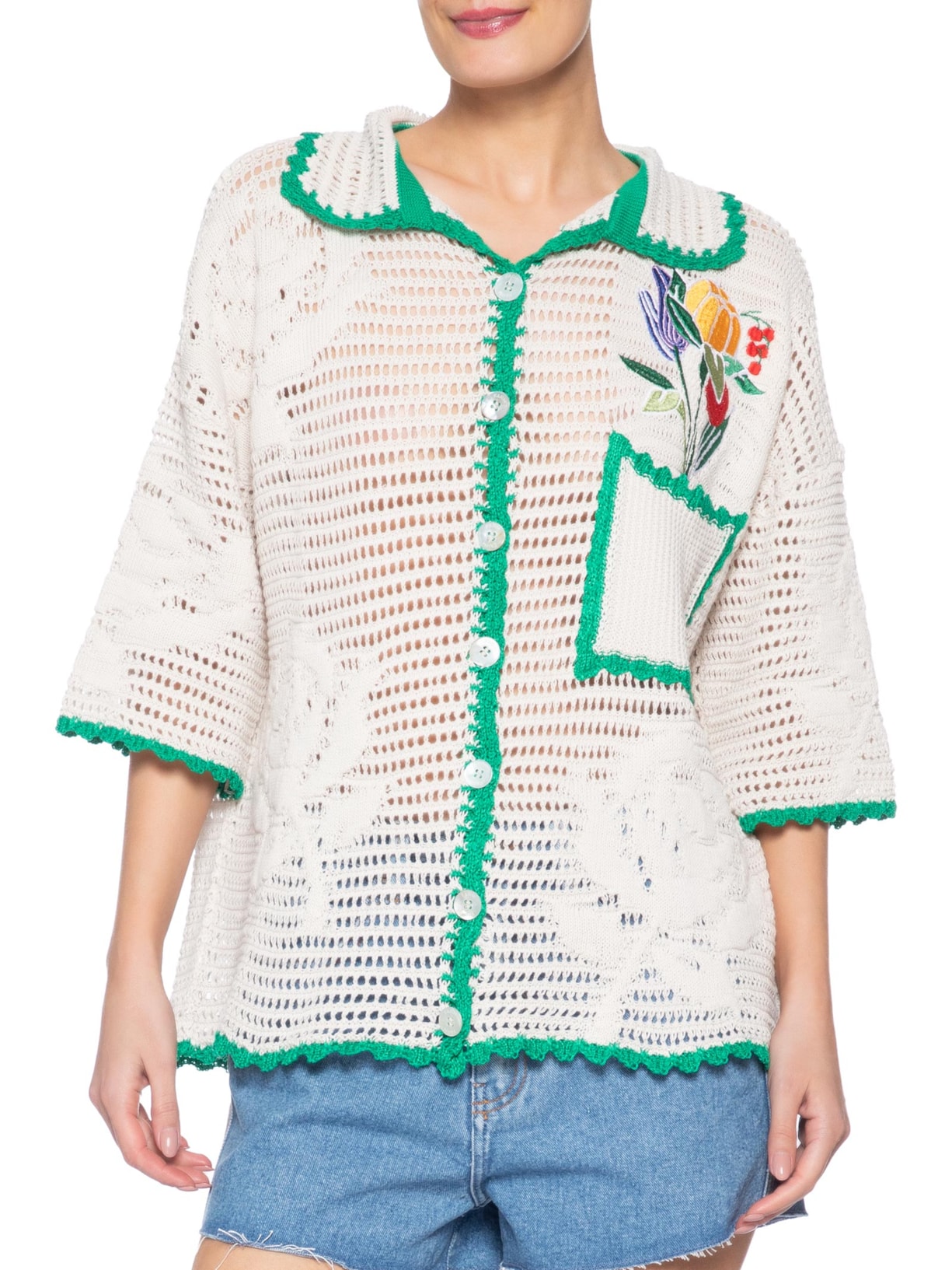 Camisa Feminina Tricot Feira de Legumes – Branco Farm