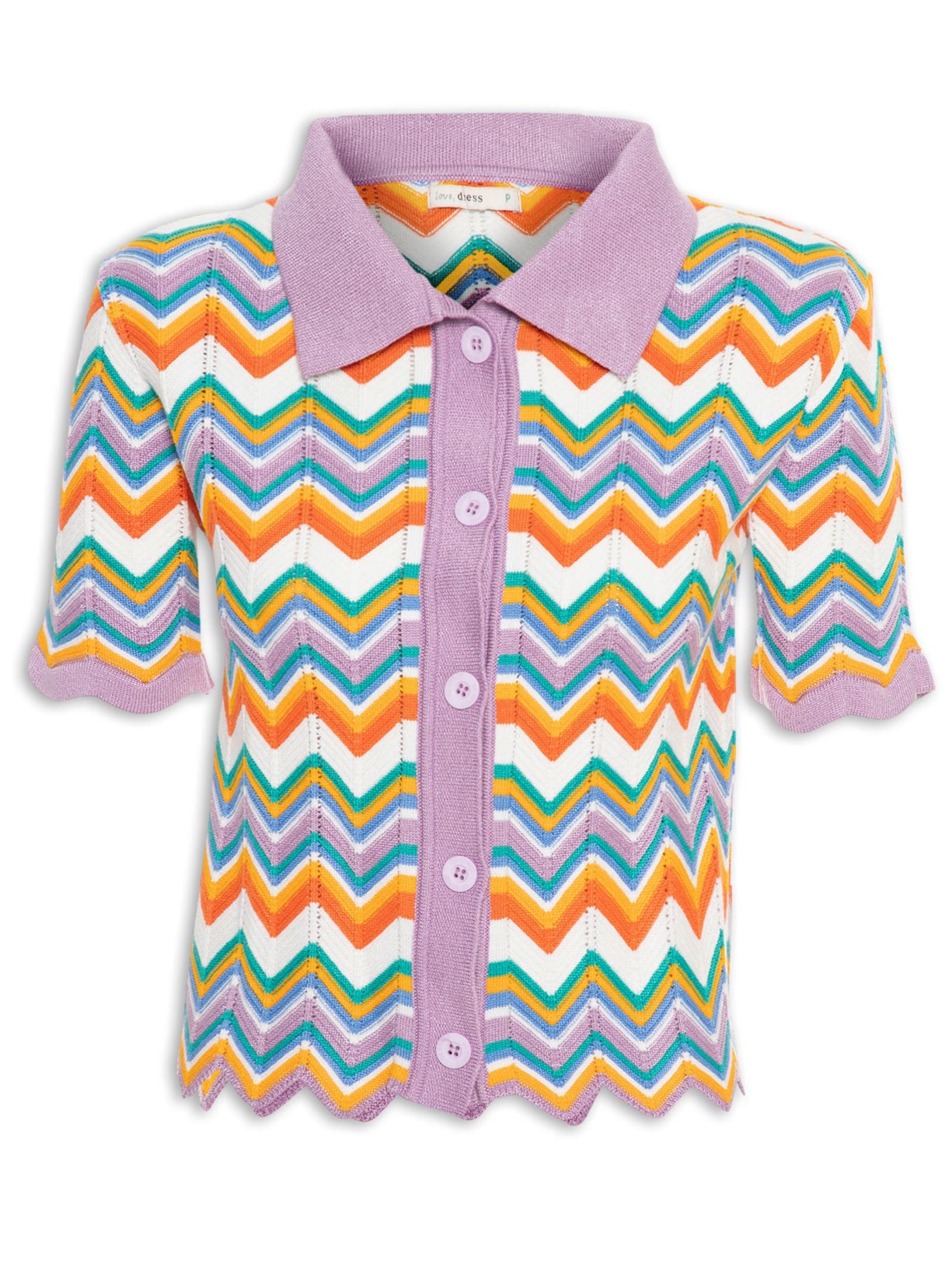 Camisa Feminina Tricot Jacquard Zig Zag - Lilás