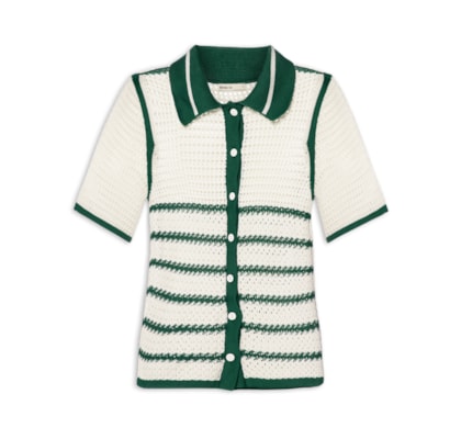 Camisa Feminina Tricot Listras - Verde