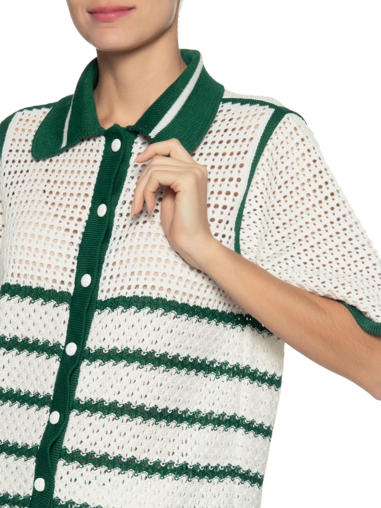 Camisa Feminina Tricot Listras Verde Dress To