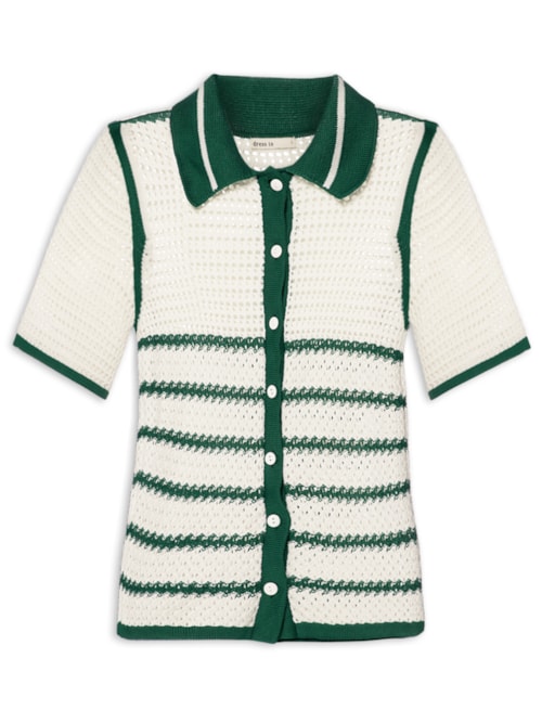 Camisa Feminina Tricot Listras - Verde