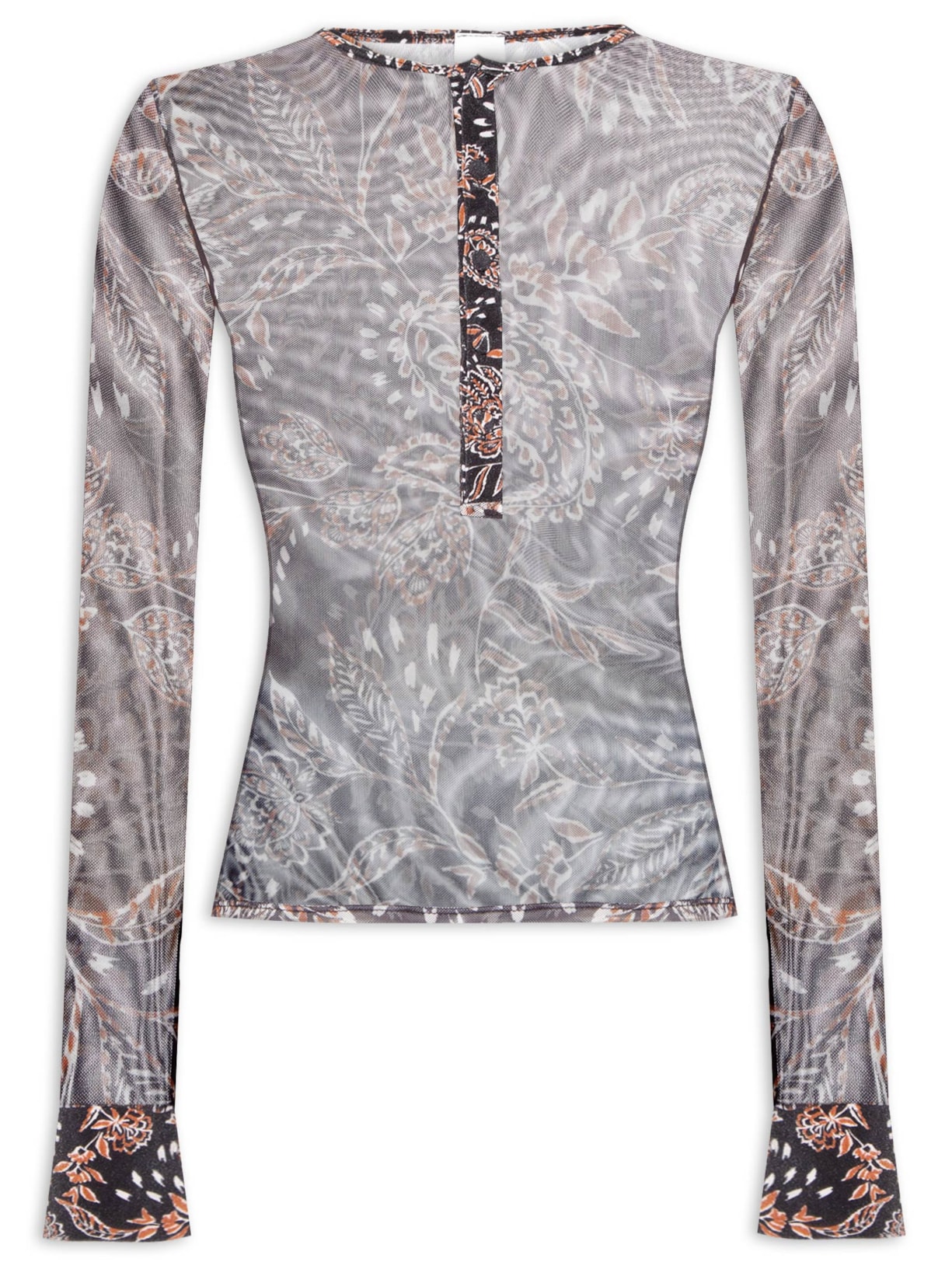 Camisa Feminina Tule Estampada Maja - Preto