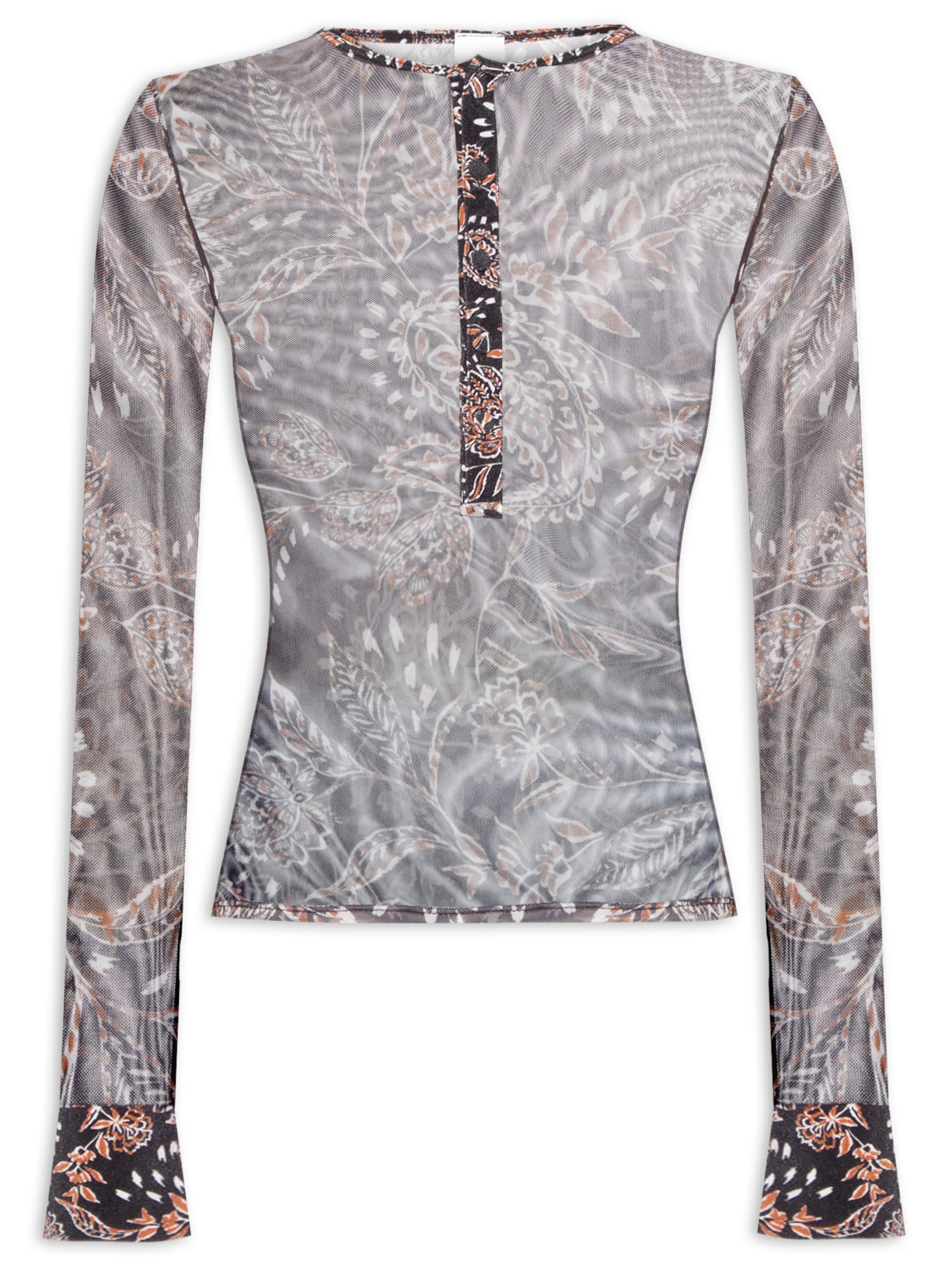 Camisa Feminina Tule Estampada Maja - Preto