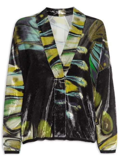Camisa Feminina Veludo Butterfly Tex - Preto