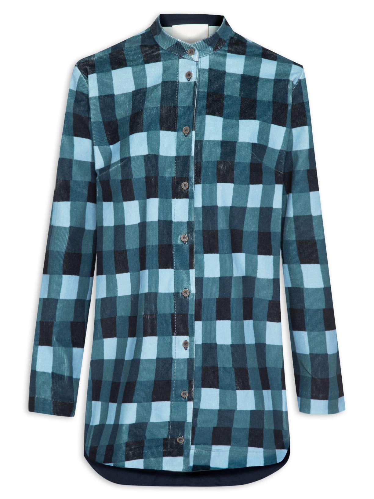 Camisa Feminina Veludo Folhagem Antique - Azul