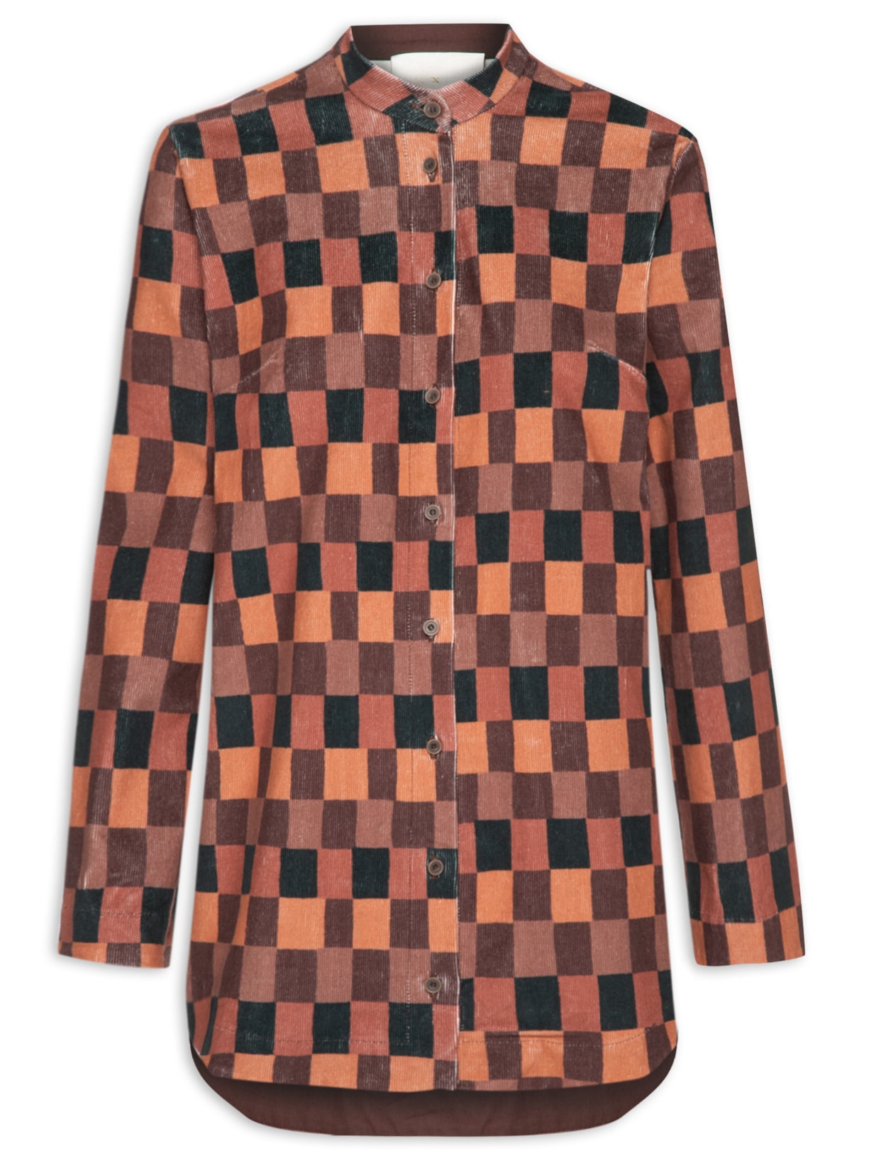 Camisa Feminina Veludo Folhagem Antique - Marrom