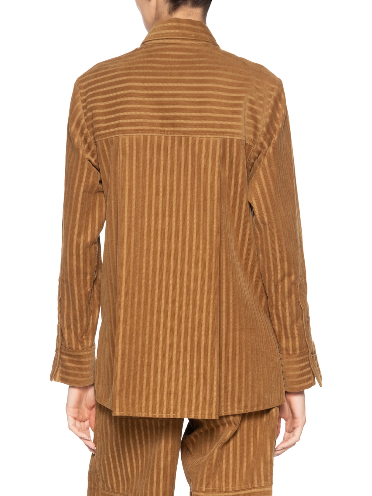 Camisa Feminina Veludo Stripe Mia Marrom Nk