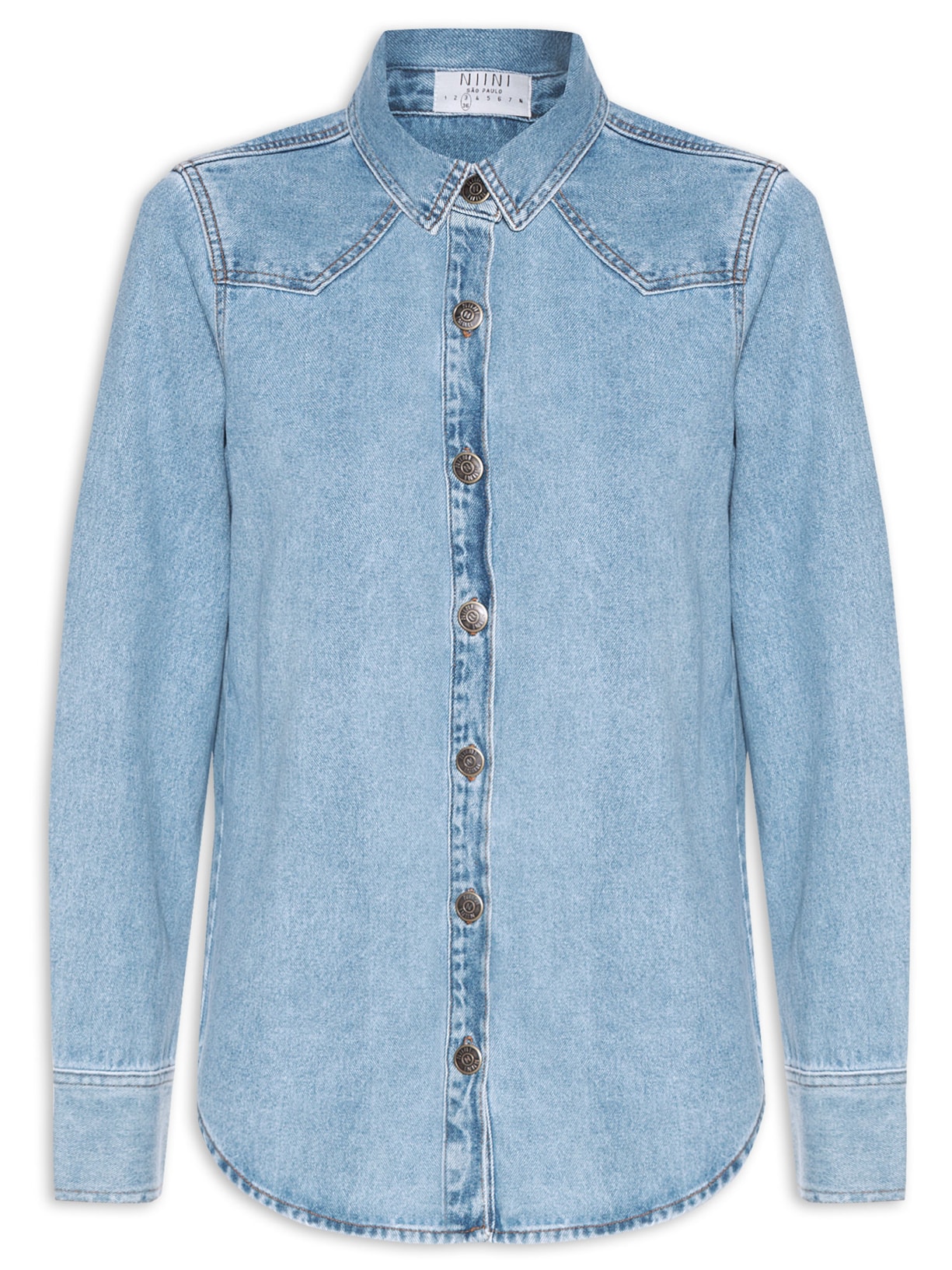 Camisa Feminina Videiras Denim - Azul