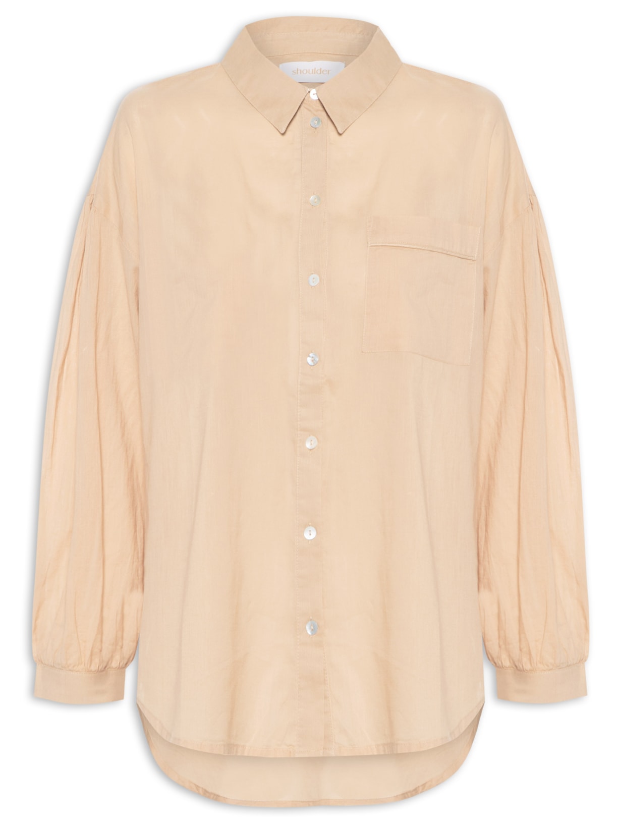 Camisa Feminina Voil Manga Longa - Bege