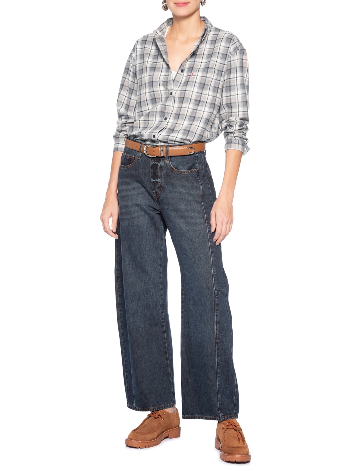 Camisa Feminina Western Harlie Flannel  – Cinza Levi's