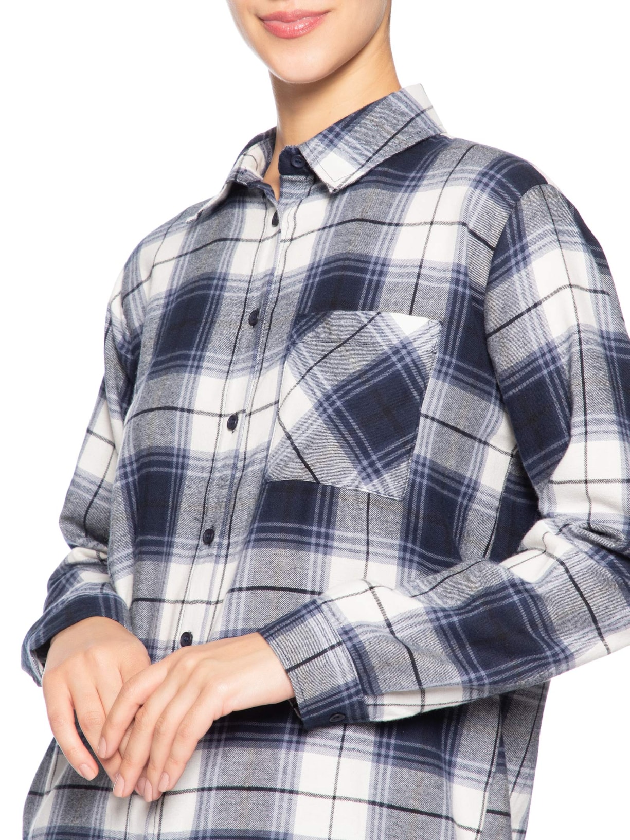 Camisa Feminina Xadrez Azul Market 33