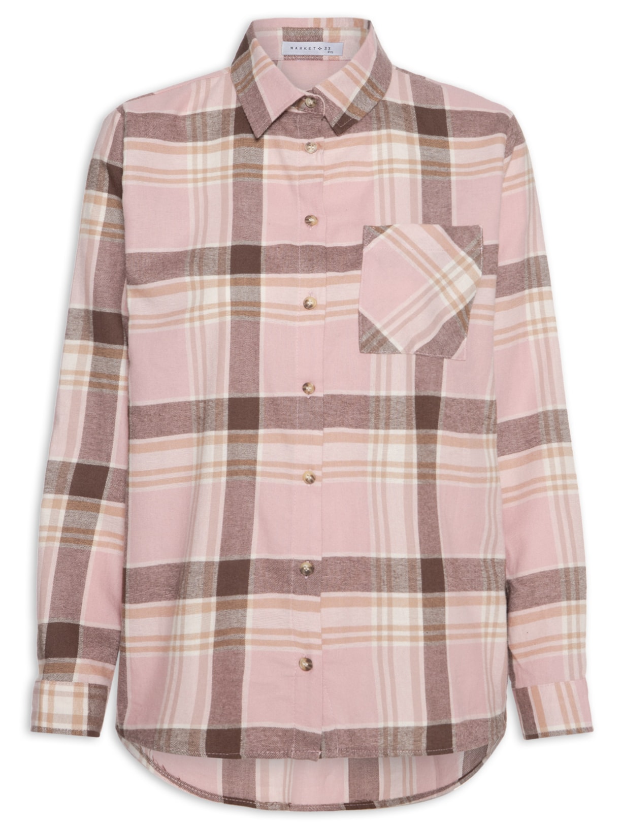 Camisa Feminina Xadrez Rosa Market 33