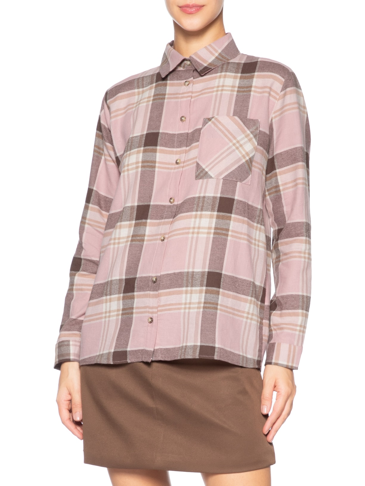 Camisa Feminina Xadrez Rosa Market 33