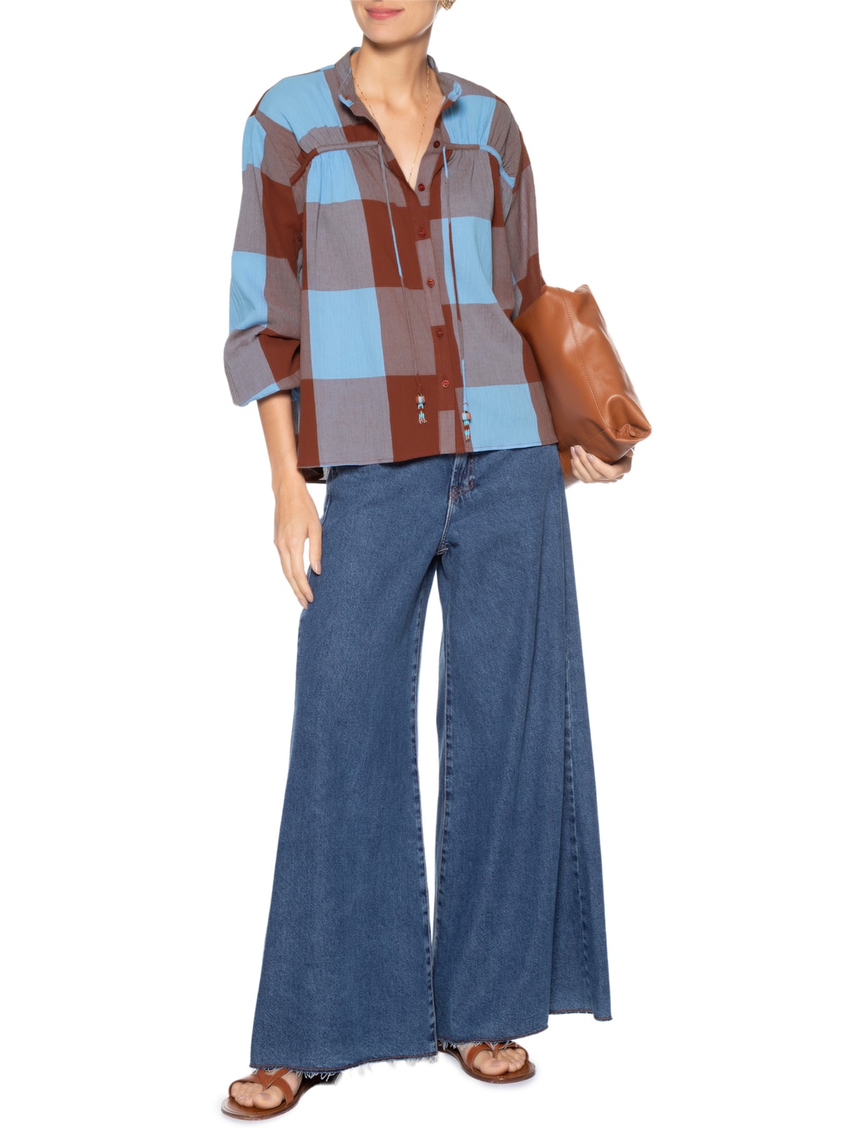 Camisa Feminina Xadrez Túnel Pala Marrom Dress To