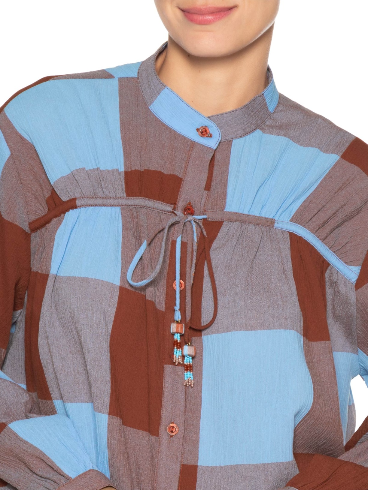 Camisa Feminina Xadrez Túnel Pala Marrom Dress To