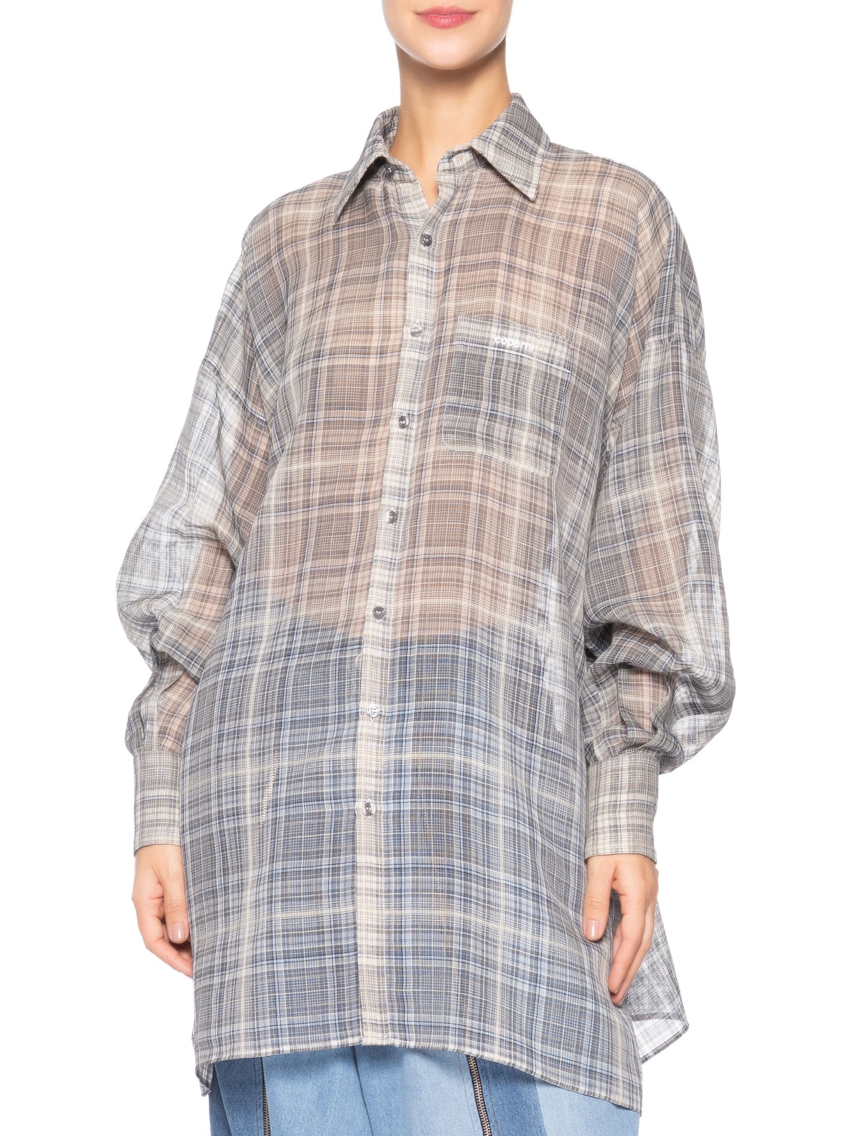 Camisa Feminina Zero Waste Checked Cinza Coperni