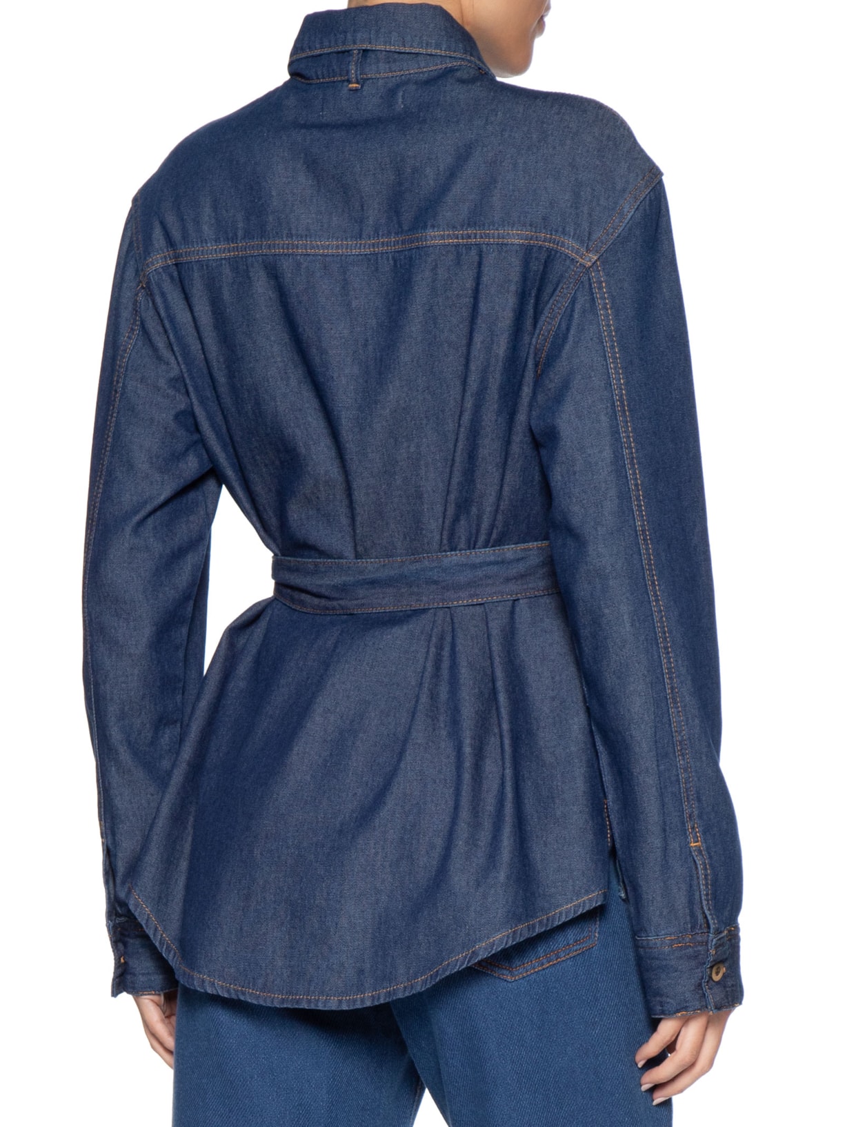 Camisa Jeans com Amarração Feminina Azul Dress To