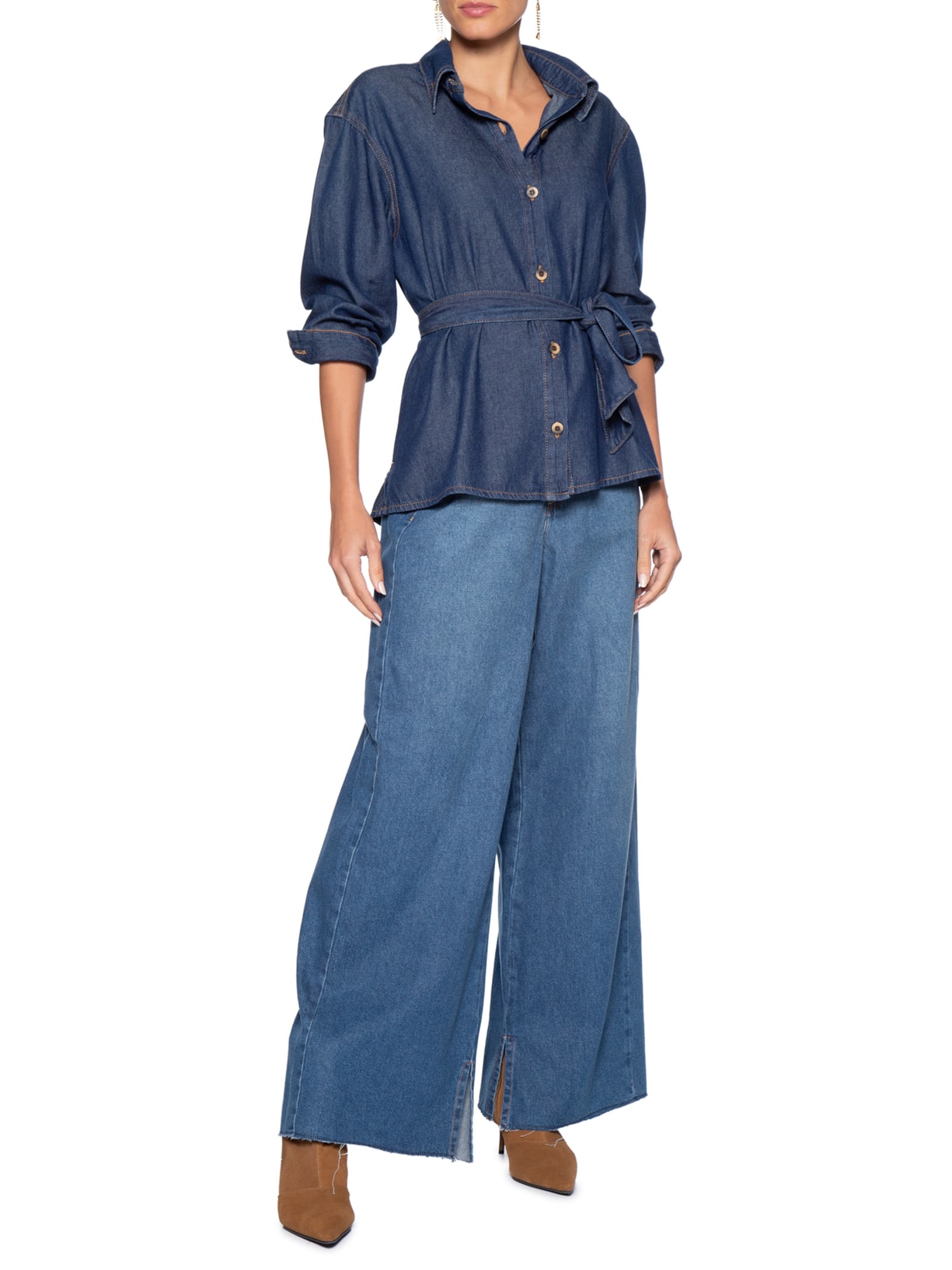 Camisa Jeans com Amarração Feminina – Azul Dress To