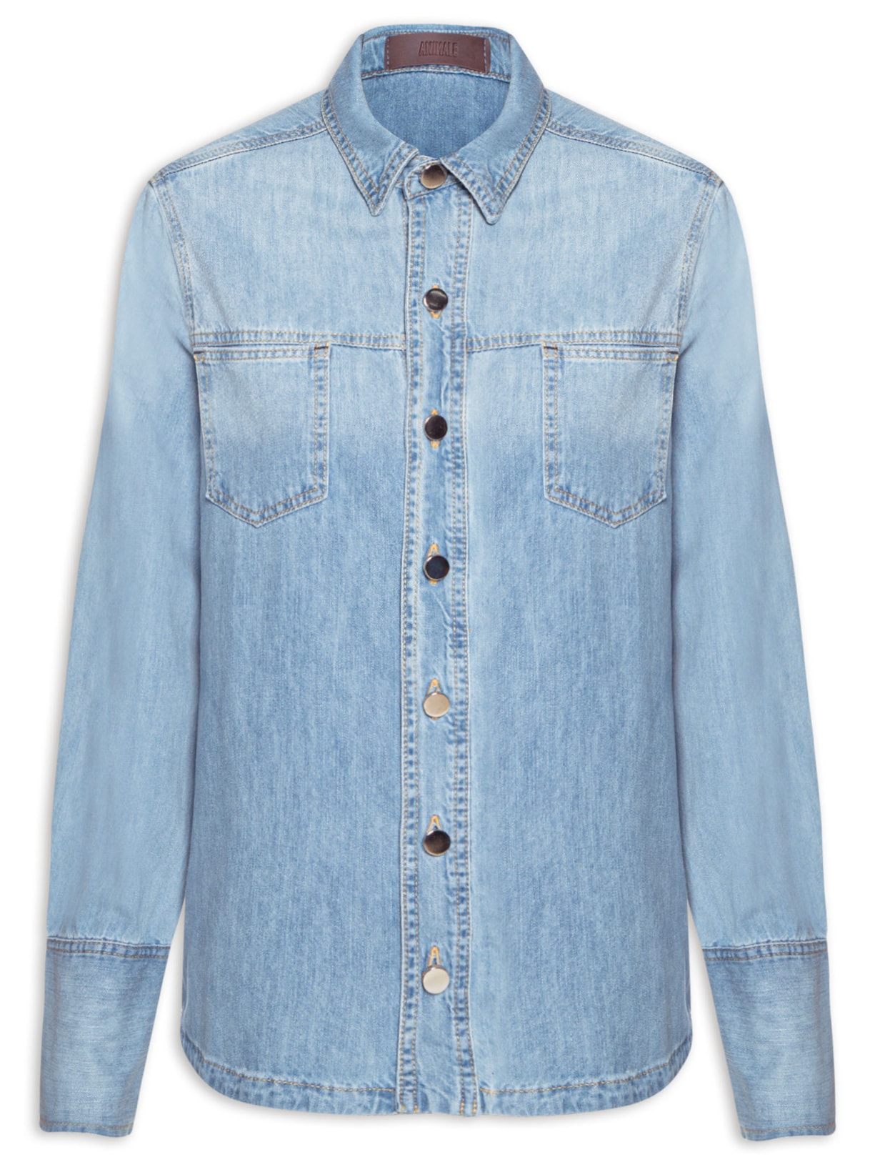 Camisa Jeans Feminina Detalhe Ondas Azul Animale