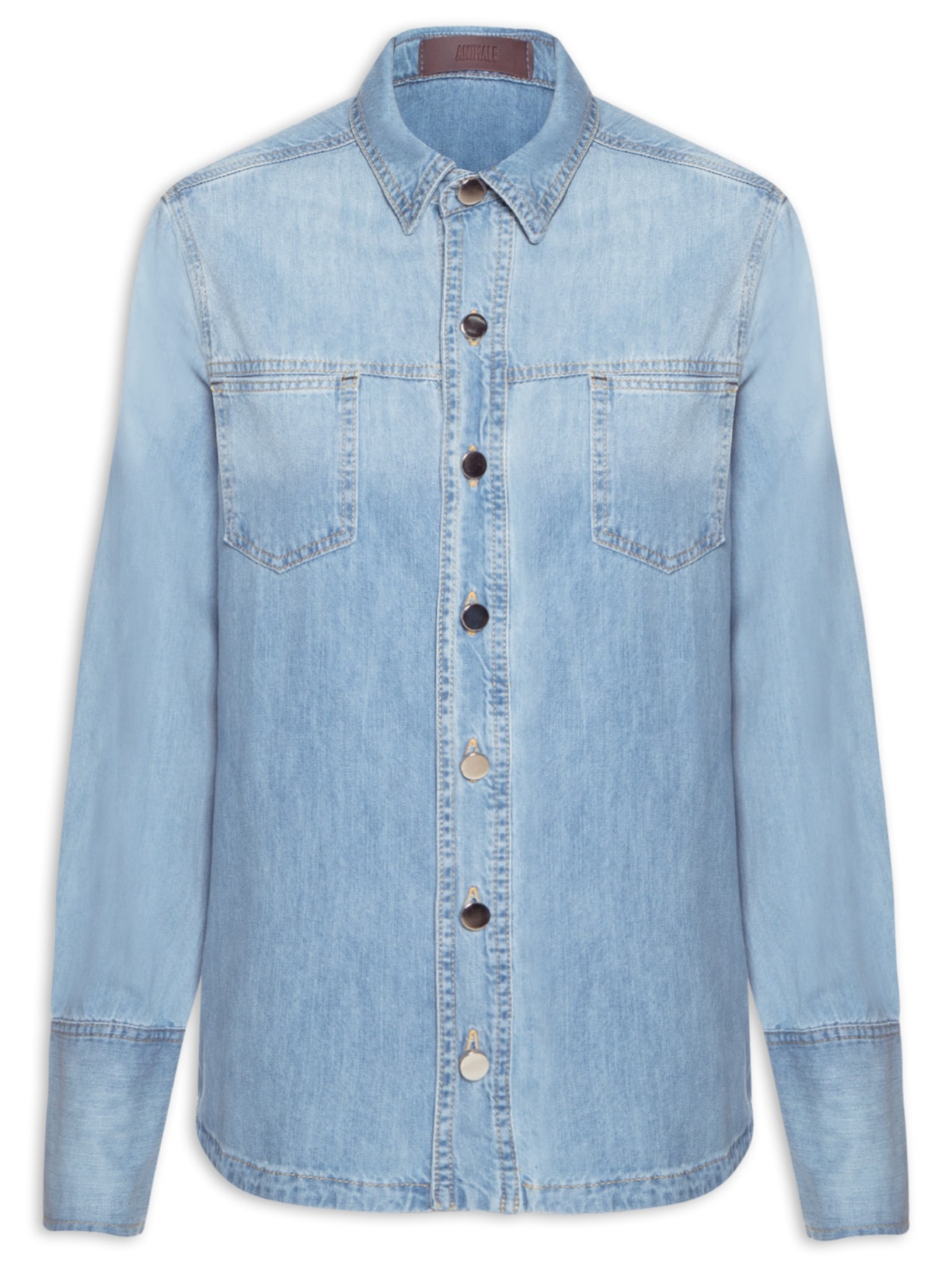 Camisa Jeans Feminina Detalhe Ondas Azul Animale