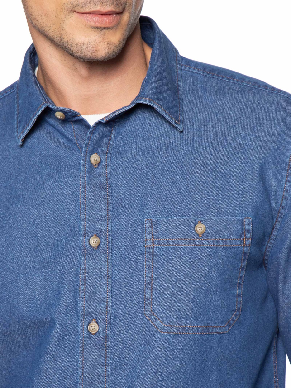 Camisa Jeans Masculina Azul Zapalla