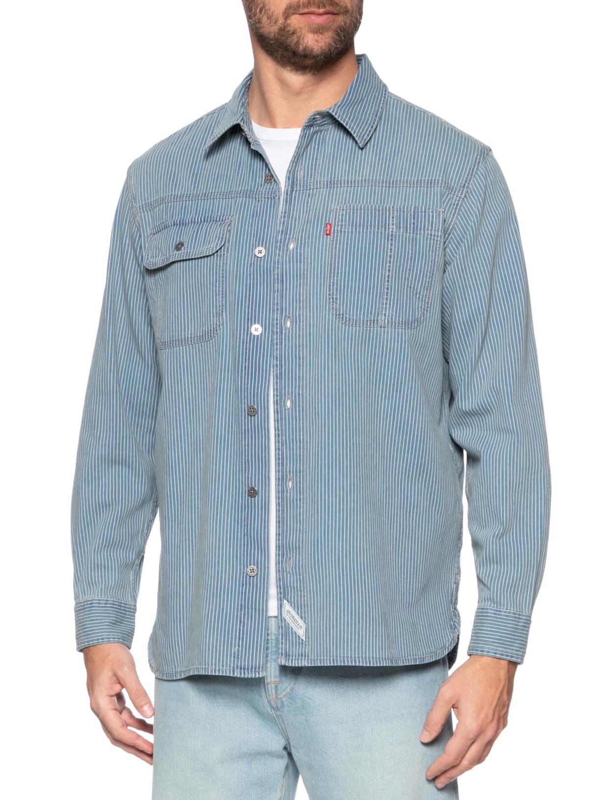 Camisa Jeans Masculina Long Sleeve Auburn Worker Azul Levi's